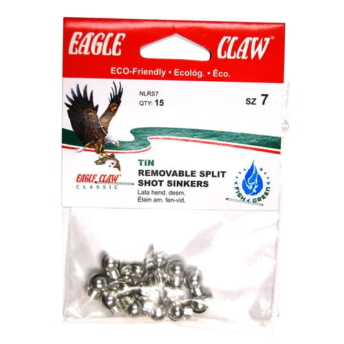 2 Packs Eagle Claw Tin amovible Split Shot taille 3